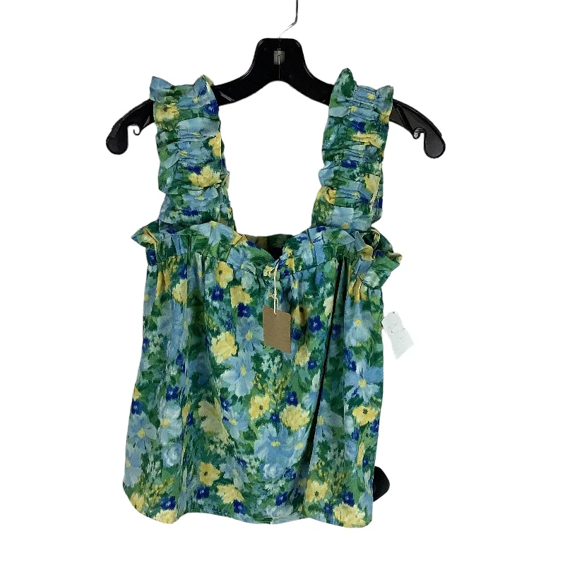 Floral Print Top Sleeveless Blu Pepper, Size S