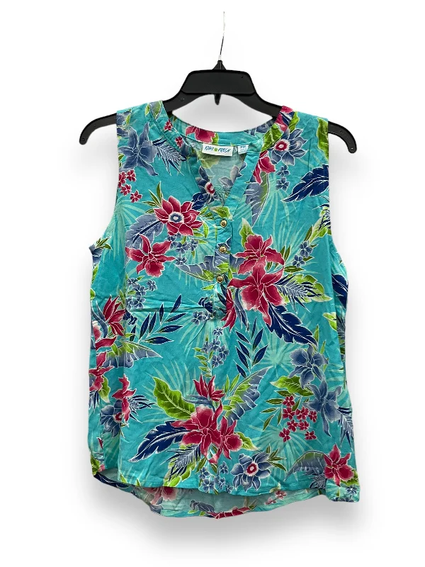 Tropical Print Top Sleeveless Cmc, Size M