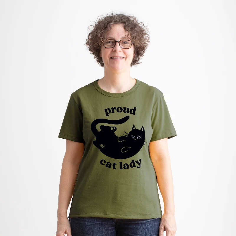 Women's Basic Tee - Proud Cat Lady Forest Green