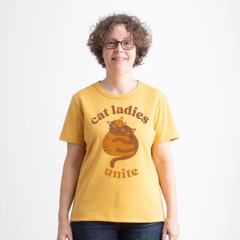 Women's Basic Tee - Cat Ladies Unite Ochre