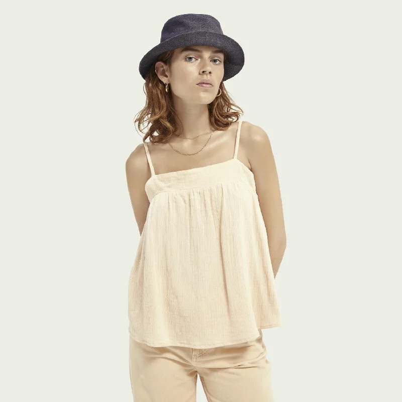 Crepe Organic Cotton Tank Top (Deep Peach)