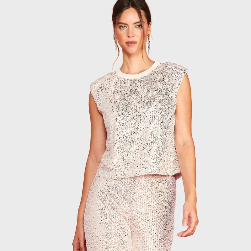 Sequin Bubble Muscle Tank (Champagne)