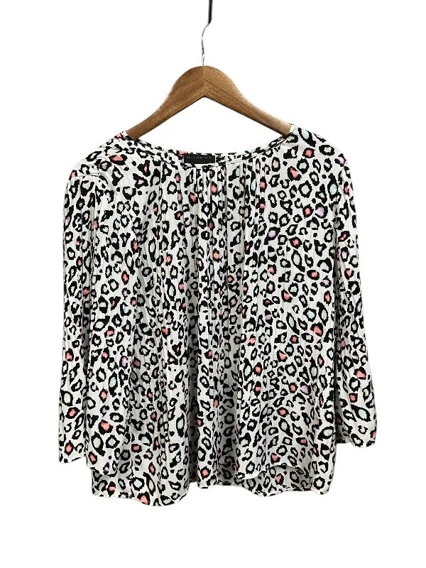 Top 3/4 Sleeve By Investments In Animal Print, Size: M