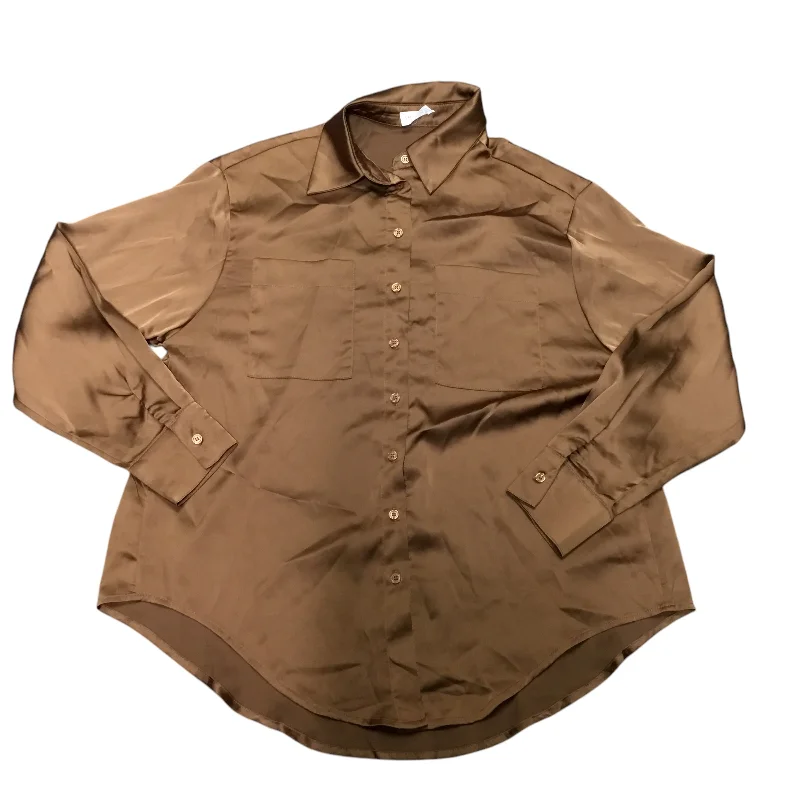 Top Long Sleeve By Vestique In Brown, Size: M